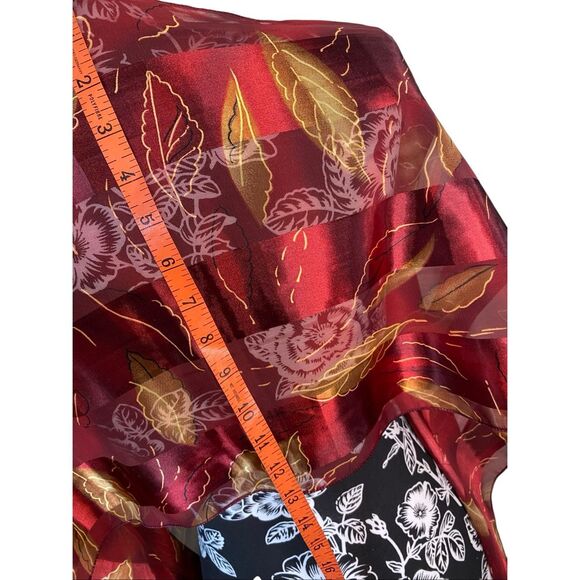 Sheer Burgundy Scarf Wrap Lightweight Leaf Print Shawl Fall Accessory Soft - Picture 7 of 8